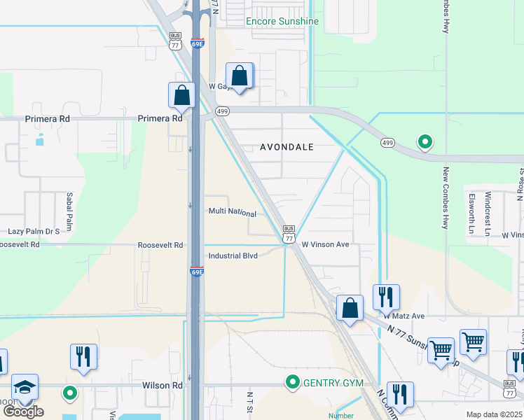 map of restaurants, bars, coffee shops, grocery stores, and more near 3101 South Commerce Street in Harlingen