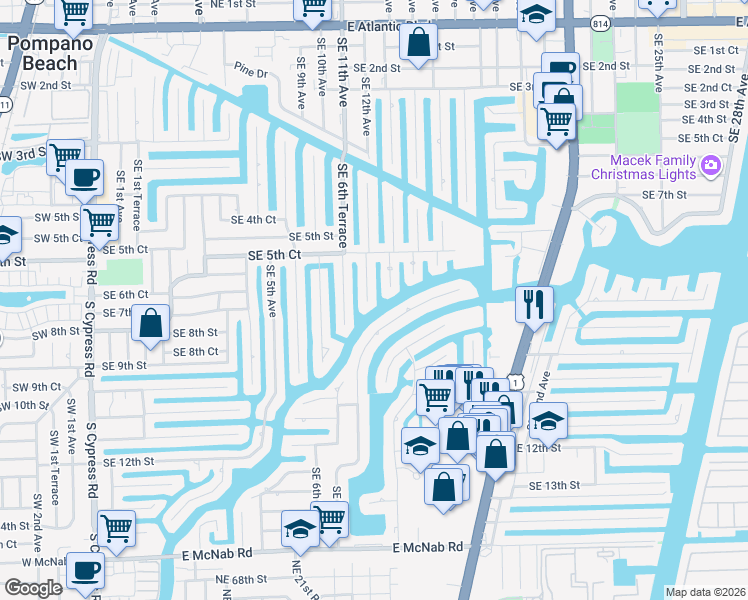 map of restaurants, bars, coffee shops, grocery stores, and more near 650 Southeast 8th Avenue in Pompano Beach