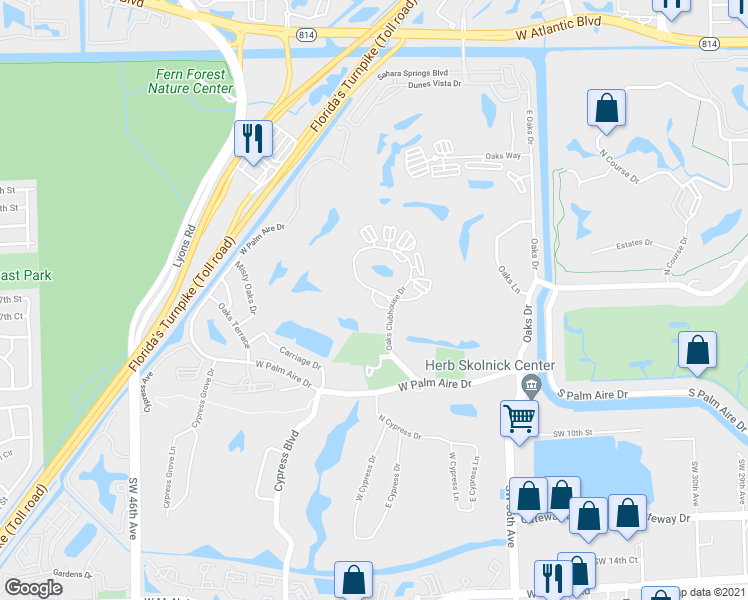 map of restaurants, bars, coffee shops, grocery stores, and more near 3741 Oaks Clubhouse Drive in Pompano Beach