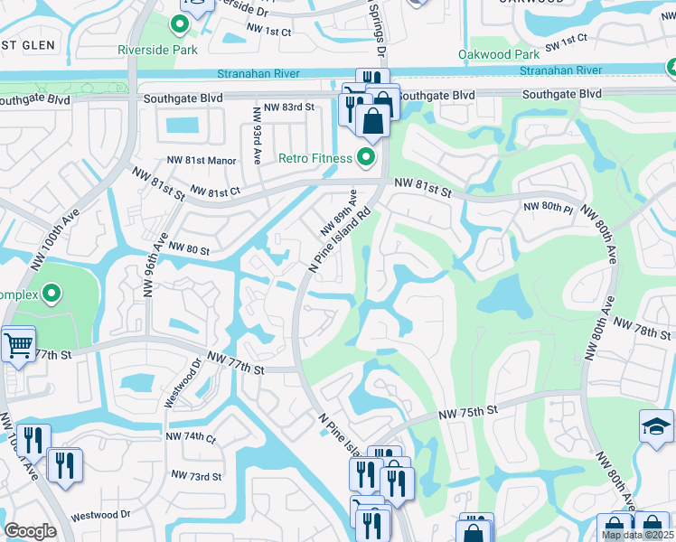 map of restaurants, bars, coffee shops, grocery stores, and more near 8770 Azalea Court in Tamarac