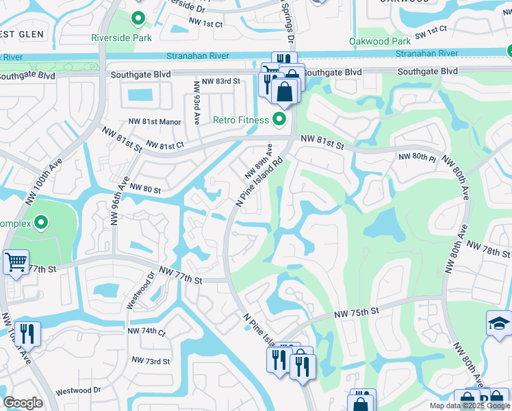 map of restaurants, bars, coffee shops, grocery stores, and more near 8770 Azalea Court in Tamarac