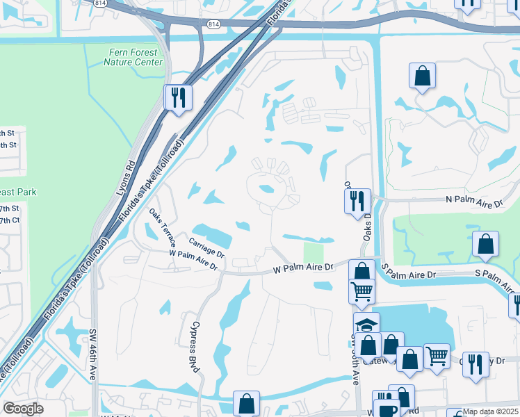 map of restaurants, bars, coffee shops, grocery stores, and more near 3741 Oaks Clubhouse Drive in Pompano Beach