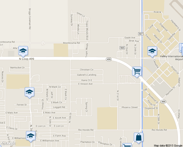 map of restaurants, bars, coffee shops, grocery stores, and more near 1741 Gabriel's Landing in Harlingen