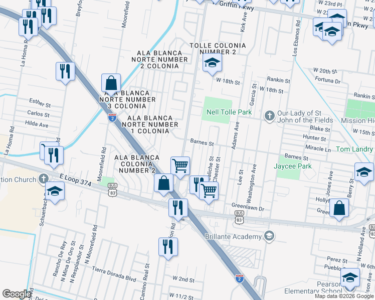 map of restaurants, bars, coffee shops, grocery stores, and more near 952 Inspiration Road in Mission