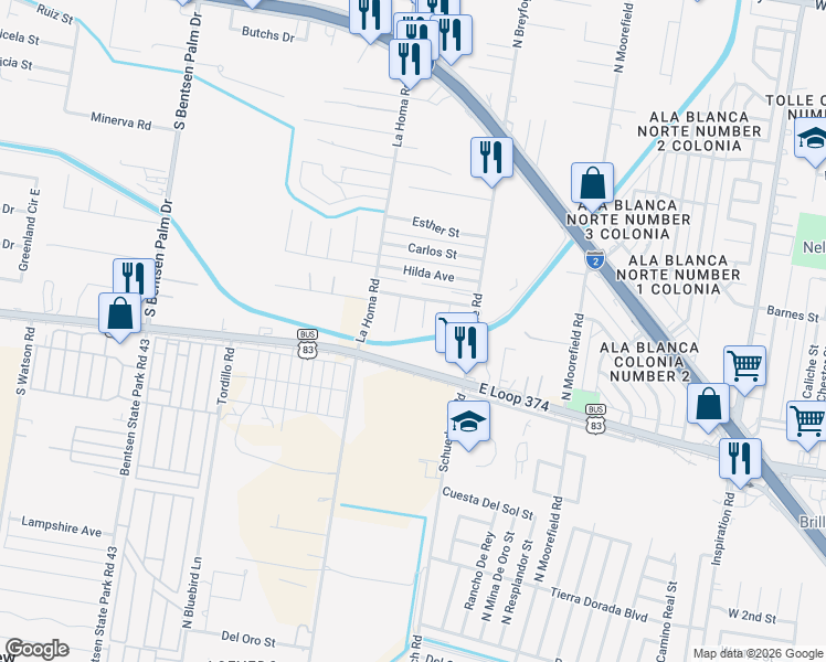 map of restaurants, bars, coffee shops, grocery stores, and more near 1114 Milagro Lane in Mission