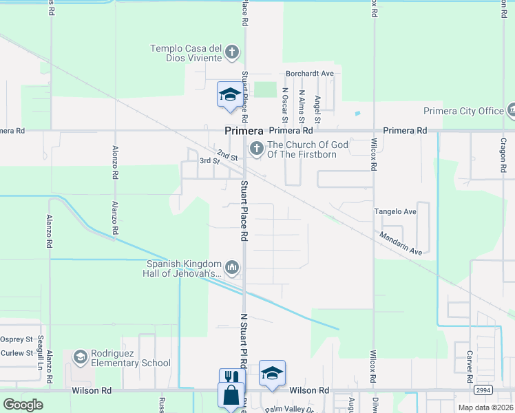 map of restaurants, bars, coffee shops, grocery stores, and more near 16602 Autrey Drive in Harlingen