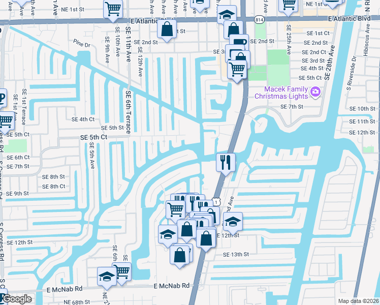 map of restaurants, bars, coffee shops, grocery stores, and more near 701 Southeast 7th Avenue in Pompano Beach