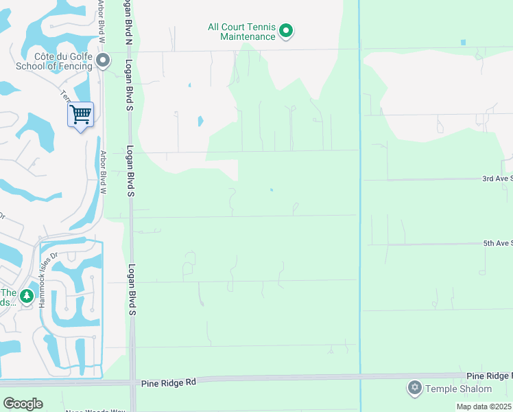 map of restaurants, bars, coffee shops, grocery stores, and more near 5111 Palmetto Woods Drive in Naples