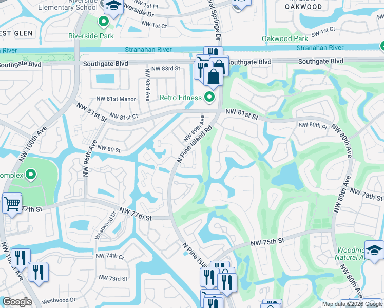 map of restaurants, bars, coffee shops, grocery stores, and more near 8770 Azalea Court in Tamarac