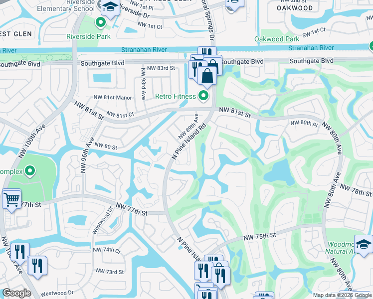 map of restaurants, bars, coffee shops, grocery stores, and more near 8770 Azalea Court in Tamarac