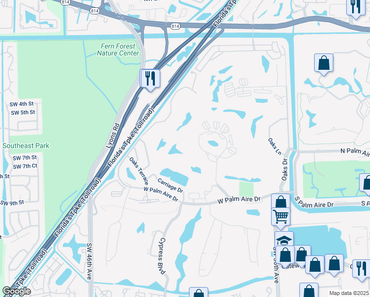 map of restaurants, bars, coffee shops, grocery stores, and more near 3763 Oaks Clubhouse Drive in Pompano Beach
