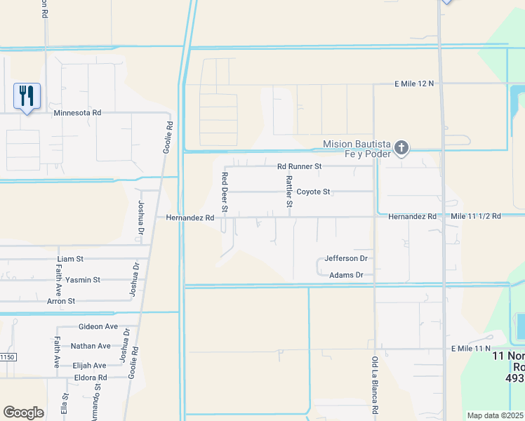 map of restaurants, bars, coffee shops, grocery stores, and more near 1001 East Hernandez Road in Donna