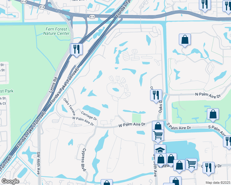 map of restaurants, bars, coffee shops, grocery stores, and more near 3603 Oaks Clubhouse Drive in Pompano Beach