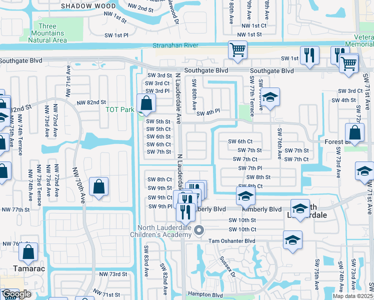 map of restaurants, bars, coffee shops, grocery stores, and more near 712 Southwest 80th Terrace in North Lauderdale