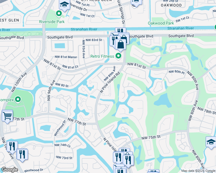 map of restaurants, bars, coffee shops, grocery stores, and more near 8770 Azalea Court in Tamarac