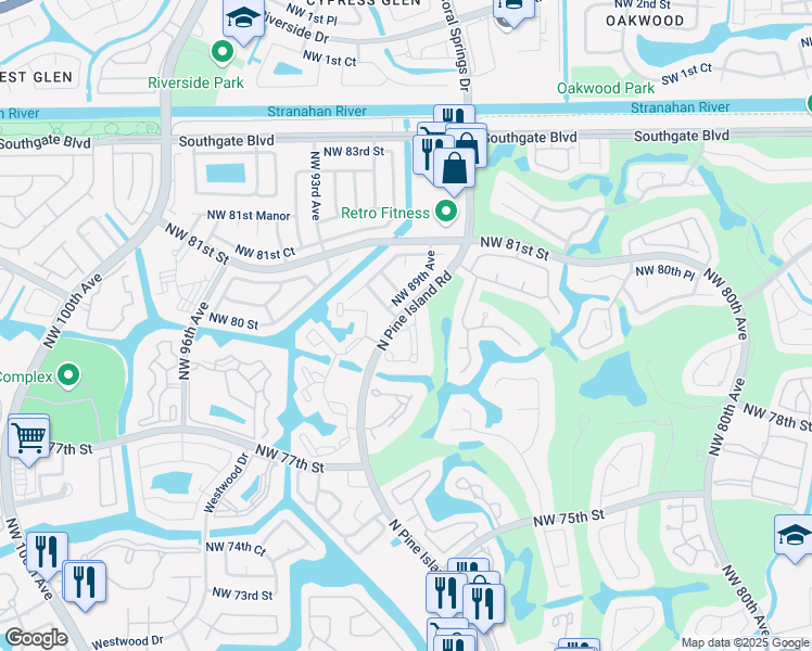 map of restaurants, bars, coffee shops, grocery stores, and more near 8770 Azalea Court in Tamarac