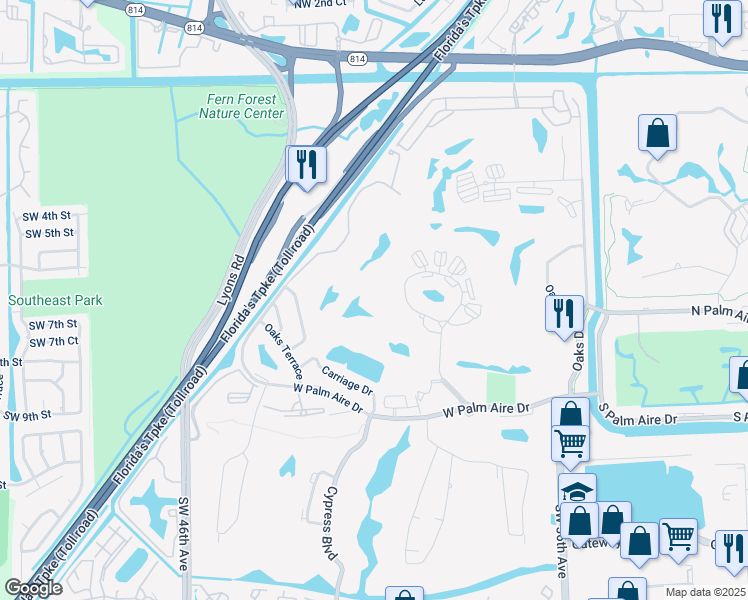 map of restaurants, bars, coffee shops, grocery stores, and more near 3763 Oaks Clubhouse Drive in Pompano Beach