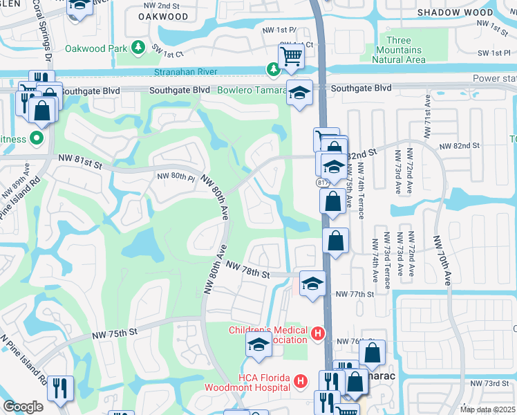 map of restaurants, bars, coffee shops, grocery stores, and more near 7919 Hibiscus Circle in Tamarac