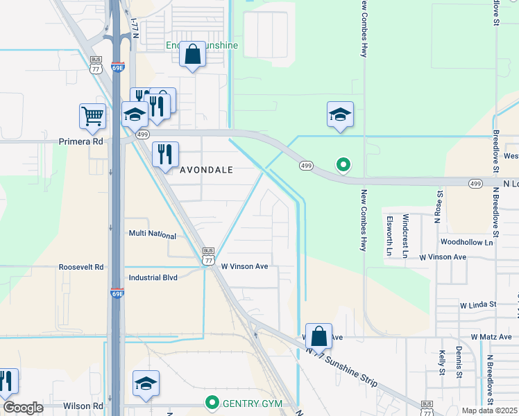 map of restaurants, bars, coffee shops, grocery stores, and more near 3218 W Hapner St in Harlingen