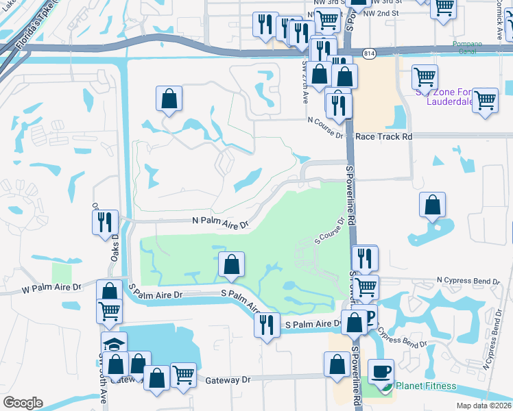 map of restaurants, bars, coffee shops, grocery stores, and more near 2859 North Palm in Pompano Beach