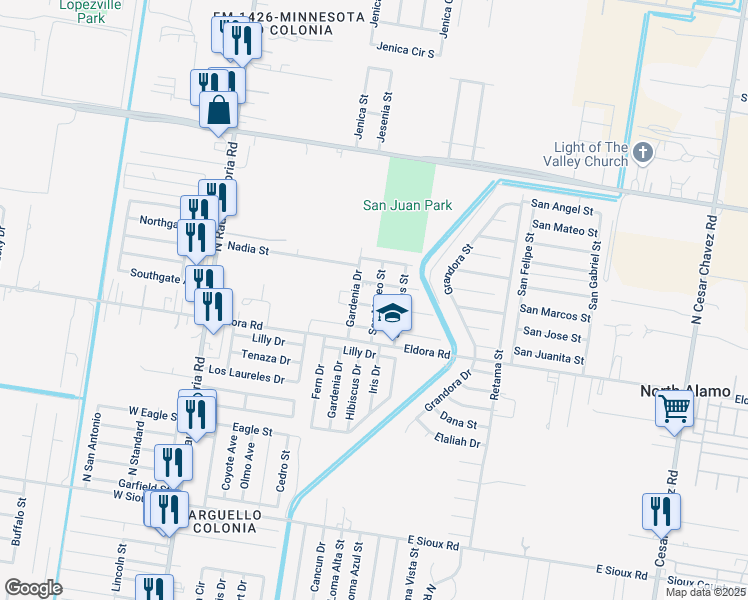 map of restaurants, bars, coffee shops, grocery stores, and more near 509 San Marcos Street in San Juan