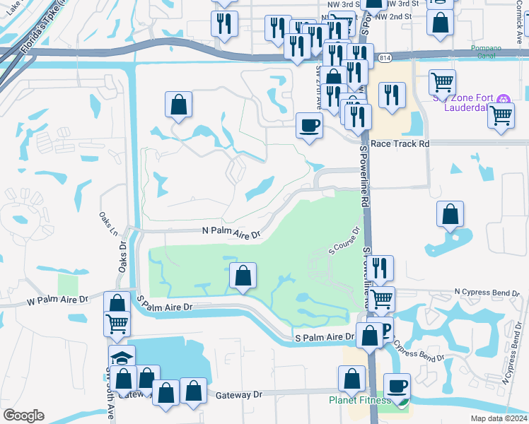 map of restaurants, bars, coffee shops, grocery stores, and more near 2859 North Palm in Pompano Beach