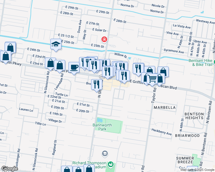 map of restaurants, bars, coffee shops, grocery stores, and more near in Mission