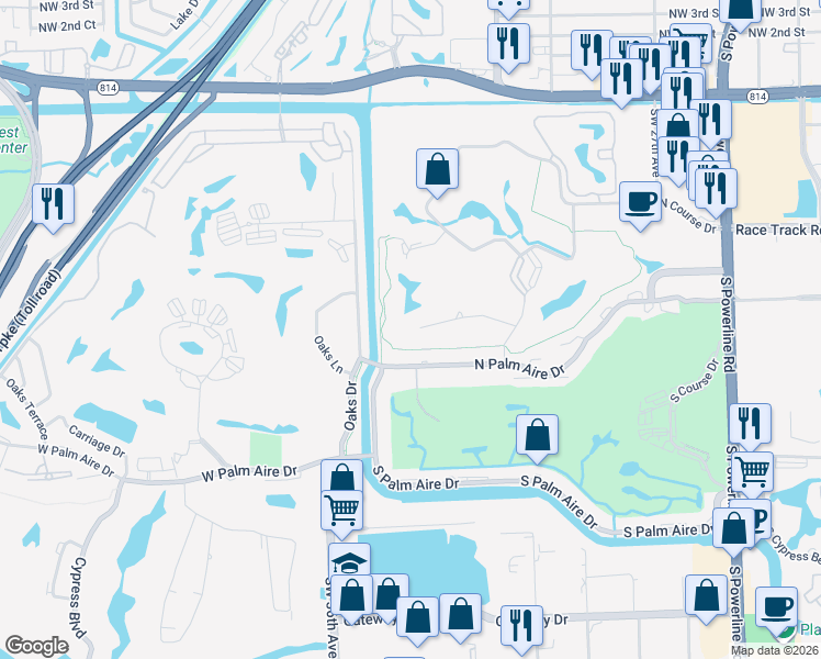 map of restaurants, bars, coffee shops, grocery stores, and more near 3170 Estates Drive in Pompano Beach