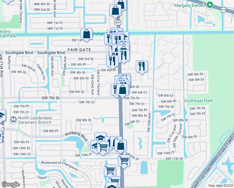 map of restaurants, bars, coffee shops, grocery stores, and more near in Margate
