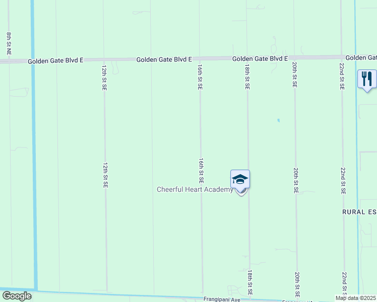 map of restaurants, bars, coffee shops, grocery stores, and more near 381 16th Street Southeast in Naples