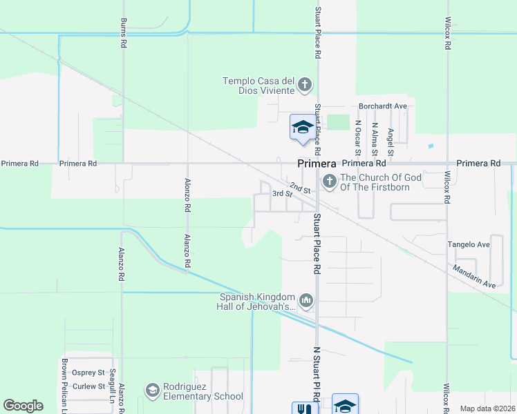map of restaurants, bars, coffee shops, grocery stores, and more near 195 5th Street in Harlingen