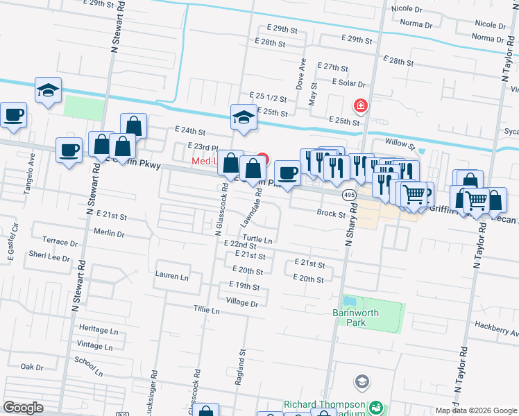 map of restaurants, bars, coffee shops, grocery stores, and more near 2214 Lilly Cove Drive in Mission