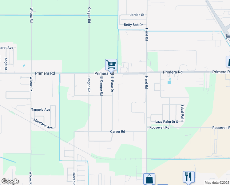 map of restaurants, bars, coffee shops, grocery stores, and more near 23211 El Paso Drive in Harlingen
