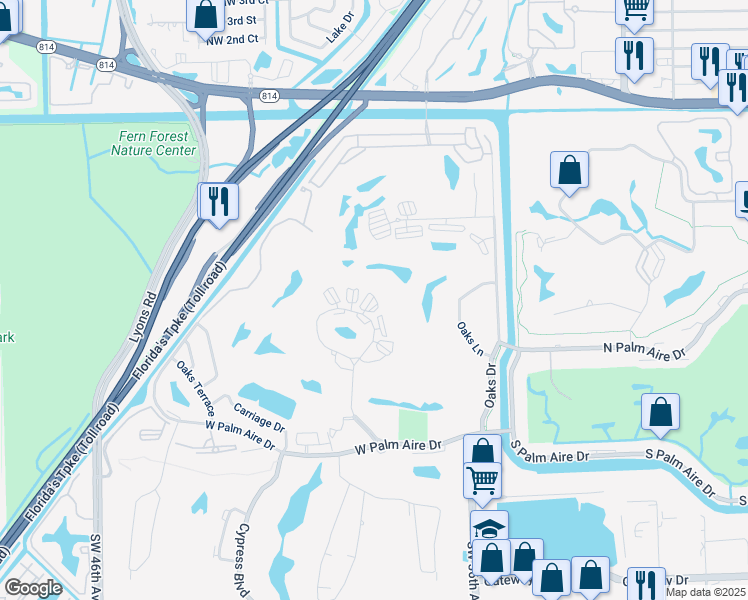 map of restaurants, bars, coffee shops, grocery stores, and more near 3621 Oaks Clubhouse Drive in Pompano Beach