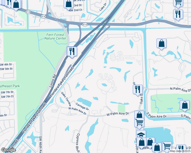 map of restaurants, bars, coffee shops, grocery stores, and more near 3970 Oaks Clubhouse Drive in Pompano Beach