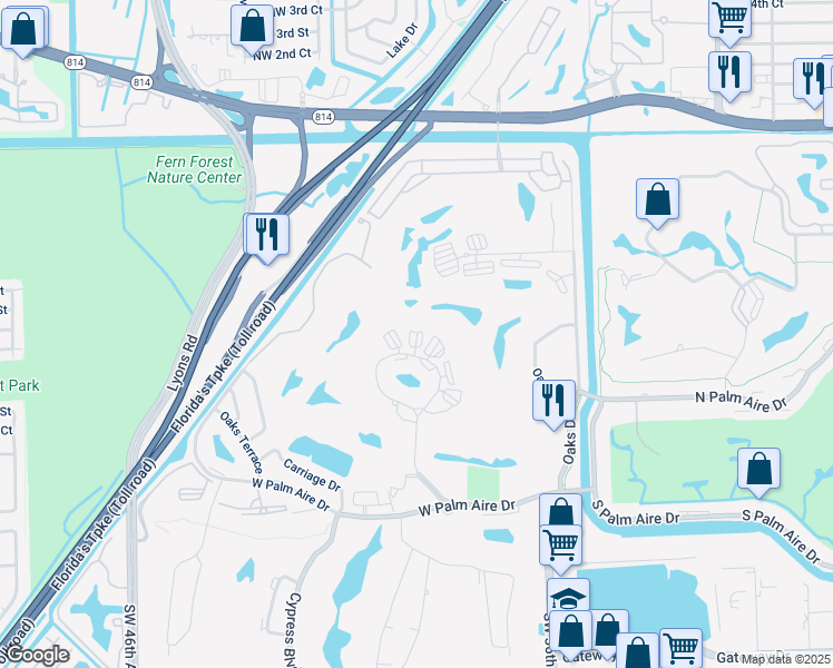 map of restaurants, bars, coffee shops, grocery stores, and more near 3930 Oaks Clubhouse Drive in Pompano Beach
