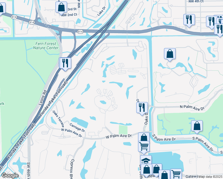 map of restaurants, bars, coffee shops, grocery stores, and more near 3930 Oaks Clubhouse Drive in Pompano Beach
