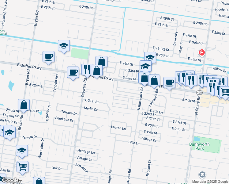map of restaurants, bars, coffee shops, grocery stores, and more near 1901 Summer Breeze in Mission