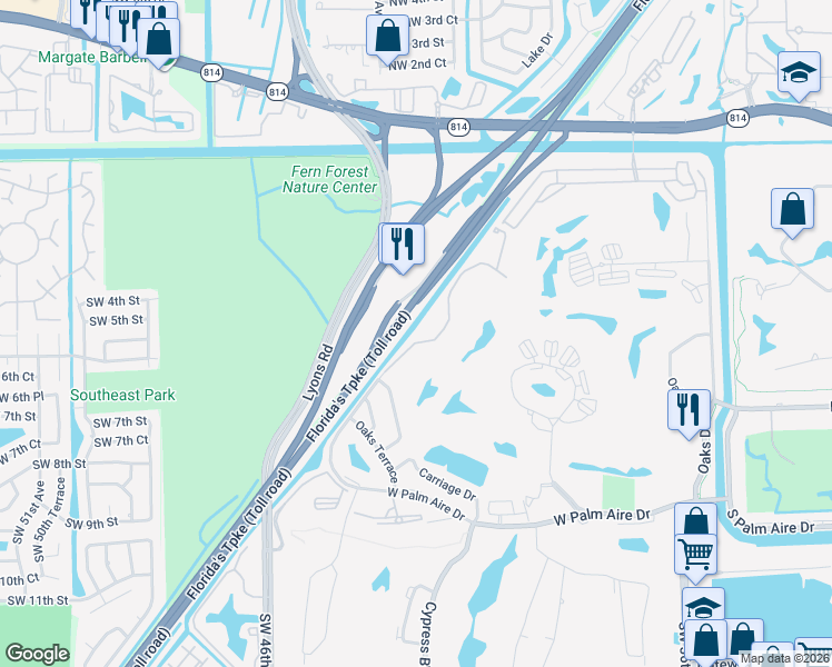 map of restaurants, bars, coffee shops, grocery stores, and more near 677 W Palm Aire Dr in Pompano Beach