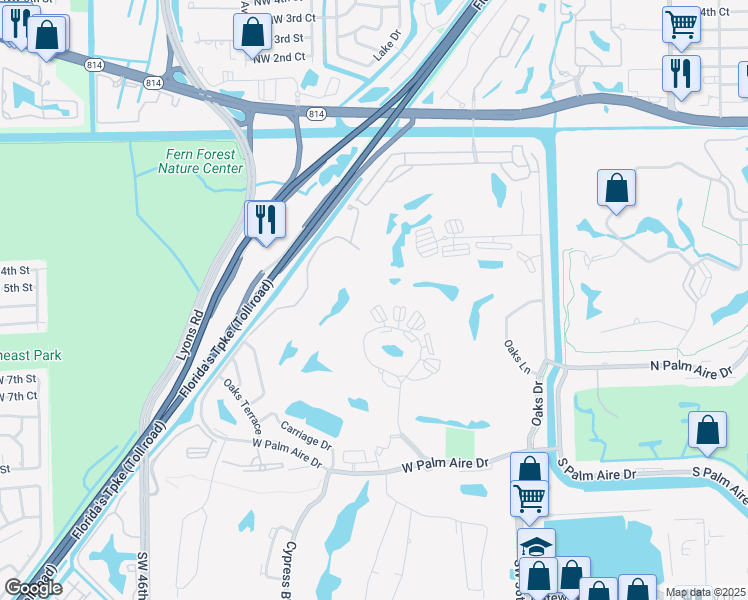 map of restaurants, bars, coffee shops, grocery stores, and more near 3960 Oaks Clubhouse Drive in Pompano Beach