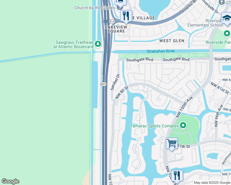 map of restaurants, bars, coffee shops, grocery stores, and more near 7808 Dixie Beach Circle in Tamarac