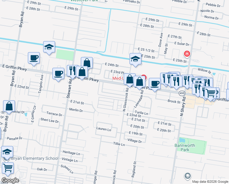 map of restaurants, bars, coffee shops, grocery stores, and more near 1913 Summer Breeze Road in Mission