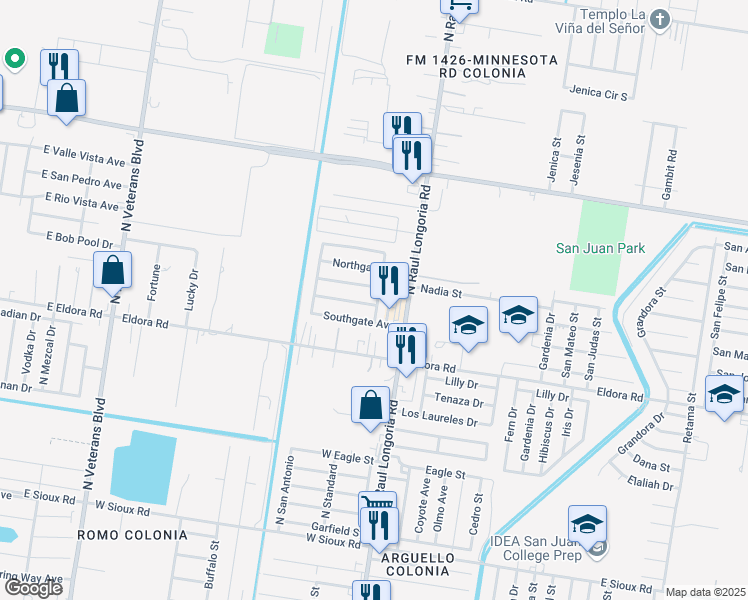 map of restaurants, bars, coffee shops, grocery stores, and more near 106 Santa Elena in San Juan