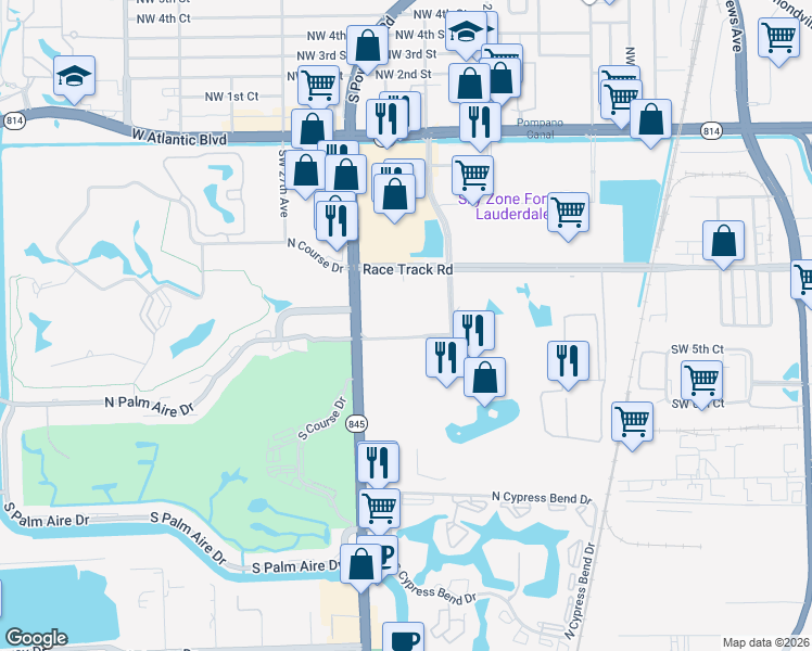 map of restaurants, bars, coffee shops, grocery stores, and more near 777 Isle Of Capri in Pompano Beach
