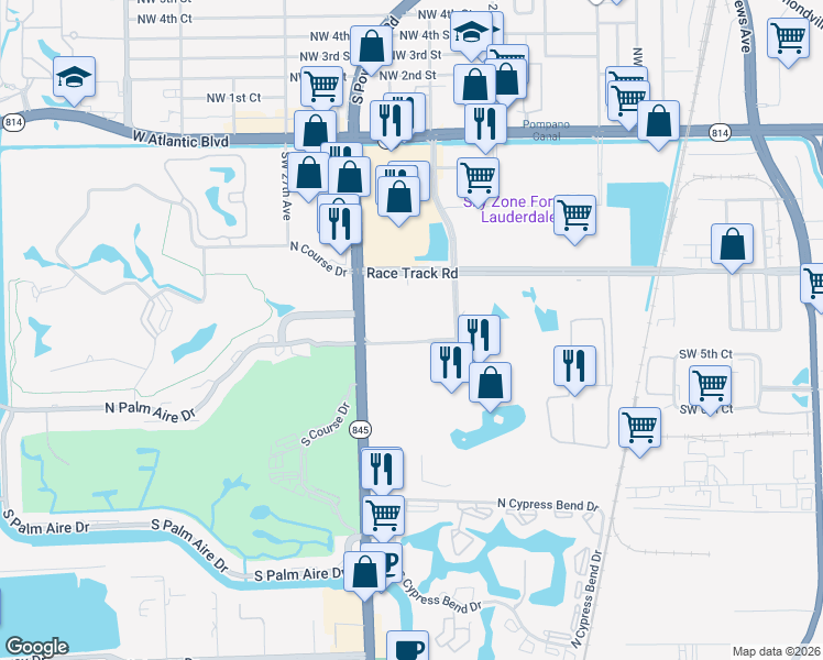 map of restaurants, bars, coffee shops, grocery stores, and more near 777 Isle Of Capri in Pompano Beach