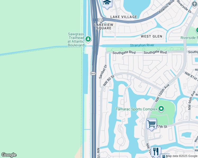 map of restaurants, bars, coffee shops, grocery stores, and more near 7808 Dixie Beach Circle in Tamarac