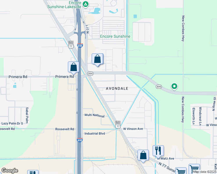 map of restaurants, bars, coffee shops, grocery stores, and more near 2121 West Barcelona Avenue in Harlingen