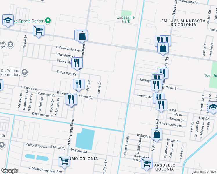map of restaurants, bars, coffee shops, grocery stores, and more near 2818 Angelica Drive in San Juan