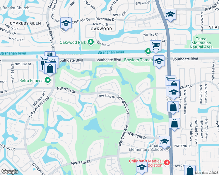 map of restaurants, bars, coffee shops, grocery stores, and more near 8156 Pine Circle in Tamarac