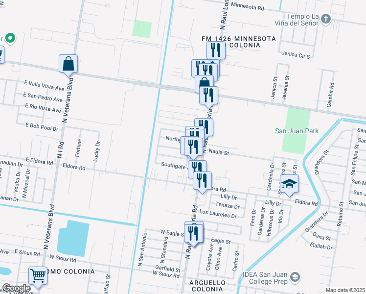 map of restaurants, bars, coffee shops, grocery stores, and more near 106 Santa Elena in San Juan